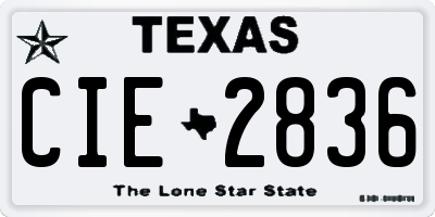 TX license plate CIE2836
