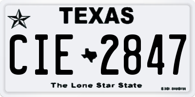 TX license plate CIE2847