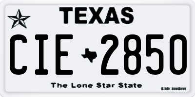 TX license plate CIE2850