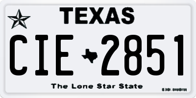 TX license plate CIE2851