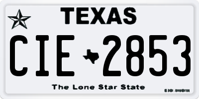 TX license plate CIE2853