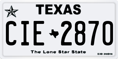 TX license plate CIE2870