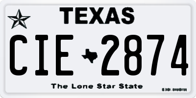 TX license plate CIE2874