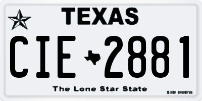 TX license plate CIE2881