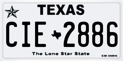 TX license plate CIE2886