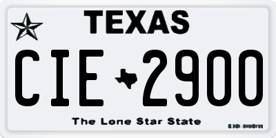 TX license plate CIE2900