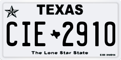 TX license plate CIE2910