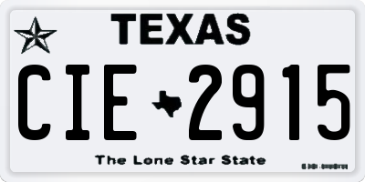TX license plate CIE2915
