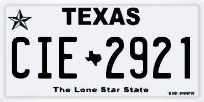 TX license plate CIE2921