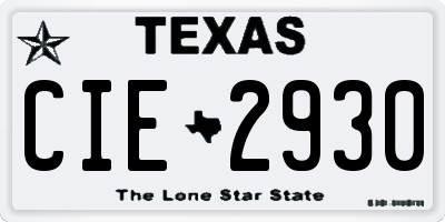 TX license plate CIE2930