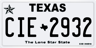 TX license plate CIE2932