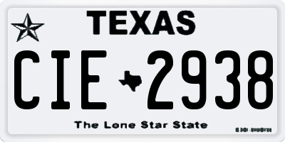 TX license plate CIE2938