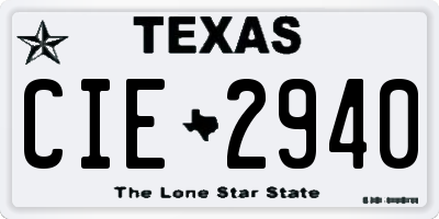 TX license plate CIE2940