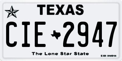 TX license plate CIE2947