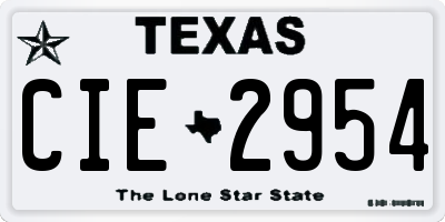 TX license plate CIE2954