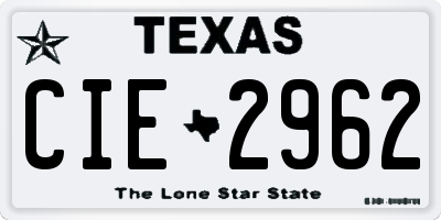 TX license plate CIE2962