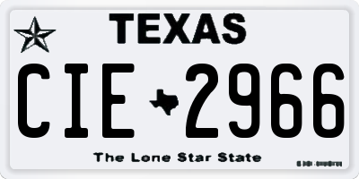 TX license plate CIE2966