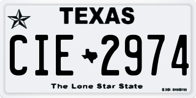 TX license plate CIE2974