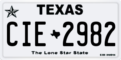 TX license plate CIE2982
