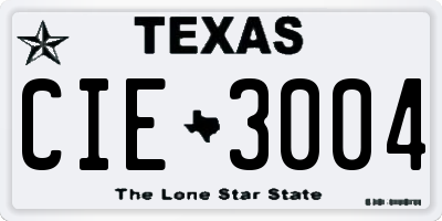 TX license plate CIE3004