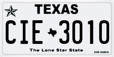 TX license plate CIE3010