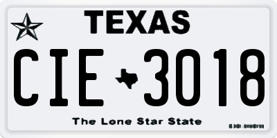 TX license plate CIE3018