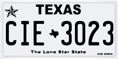 TX license plate CIE3023