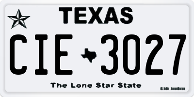 TX license plate CIE3027