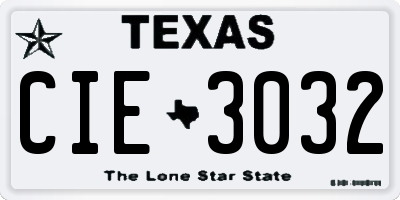 TX license plate CIE3032