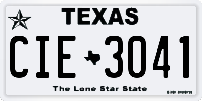 TX license plate CIE3041