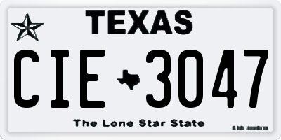TX license plate CIE3047