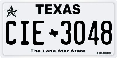 TX license plate CIE3048