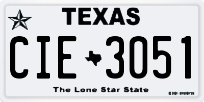 TX license plate CIE3051