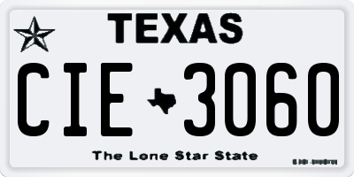 TX license plate CIE3060