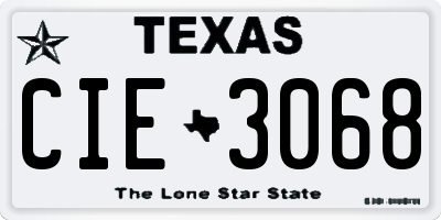 TX license plate CIE3068