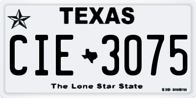 TX license plate CIE3075