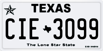 TX license plate CIE3099