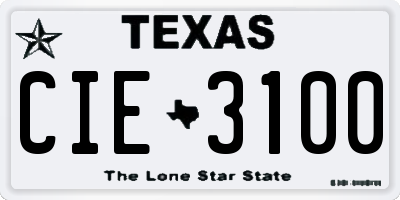TX license plate CIE3100