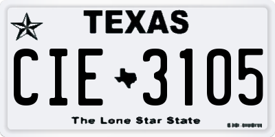 TX license plate CIE3105