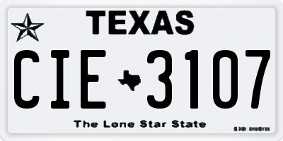 TX license plate CIE3107
