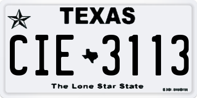 TX license plate CIE3113