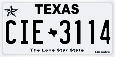 TX license plate CIE3114