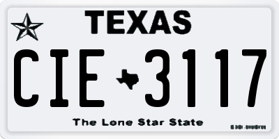 TX license plate CIE3117