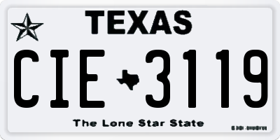 TX license plate CIE3119