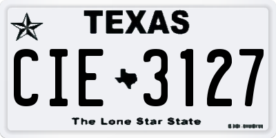 TX license plate CIE3127