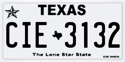 TX license plate CIE3132