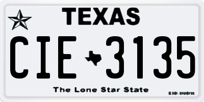 TX license plate CIE3135