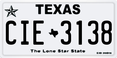 TX license plate CIE3138