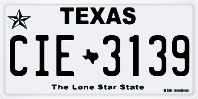 TX license plate CIE3139