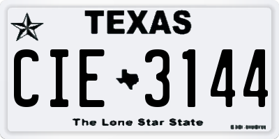 TX license plate CIE3144